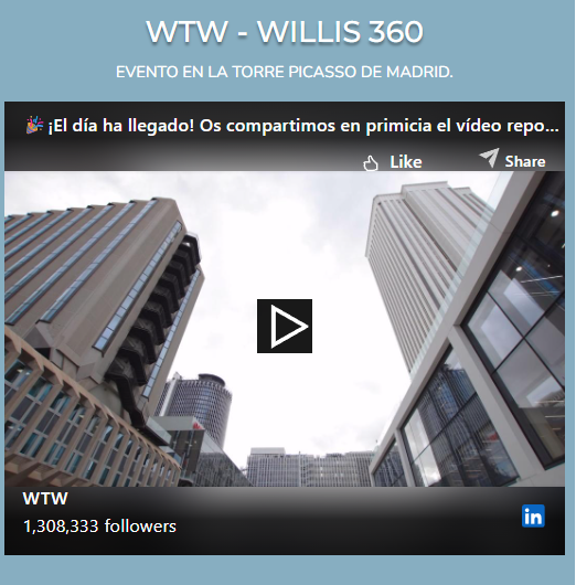 WTW · WILLIS 360 Vídeo del evento WTW Willis 360 en Torre Picasso de Madrid